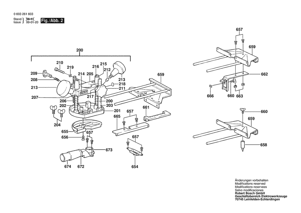 Section 2 Diagram and Parts List for POF600ACE 0603261637 Bosch Router