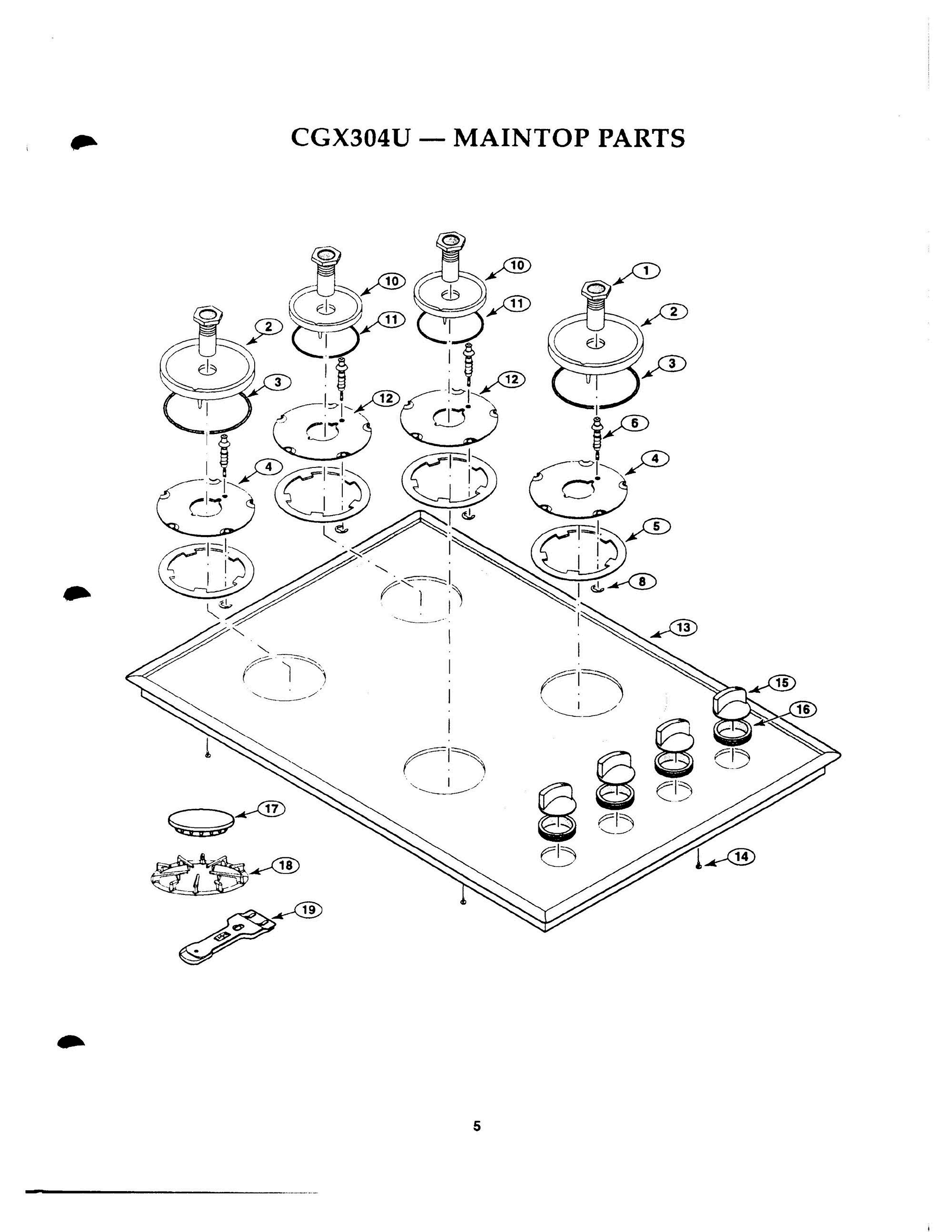 04 - MAINTOP PARTS Diagram and Parts List for CGX304UB  Bosch Range