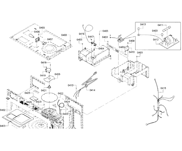 Electrical Parts Diagram and Parts List for HMV8052U 02 Bosch Microwave