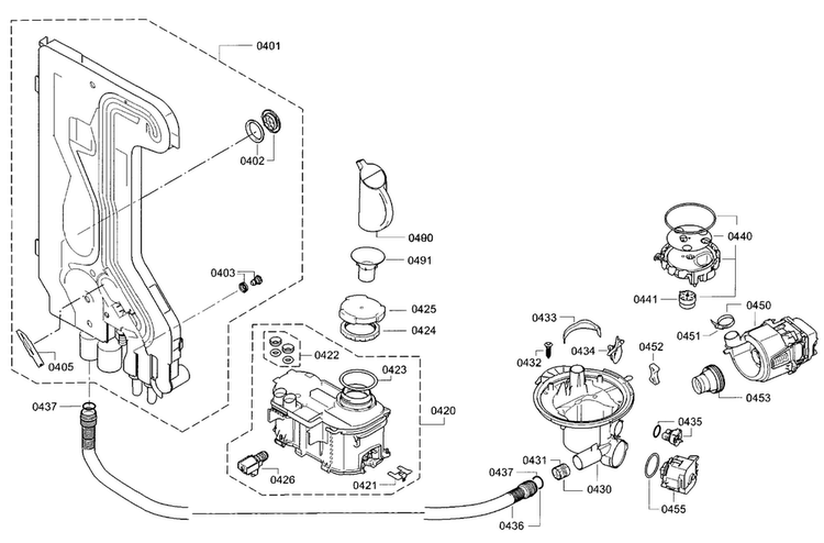 Pump Diagram and Parts List for SGE63E15UC 98 Bosch Dishwasher