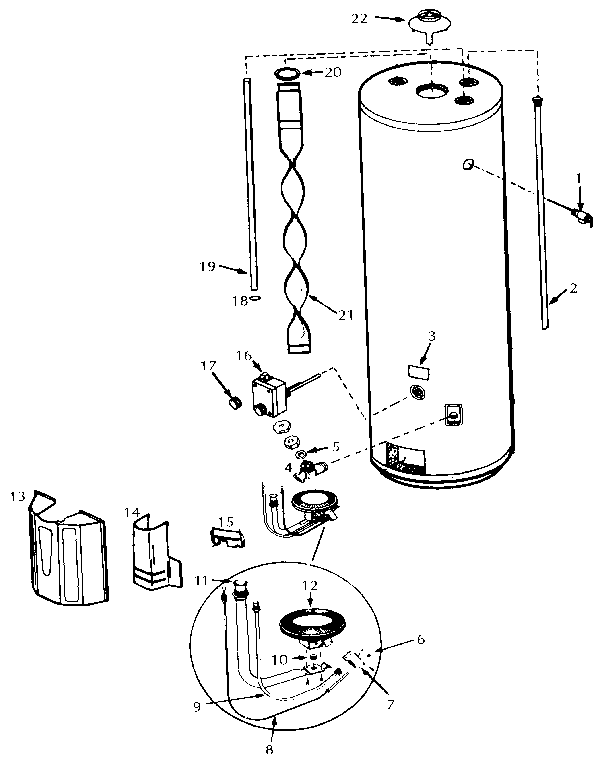 Replacement Parts Diagram and Parts List for 153334151  Kenmore Water Heater