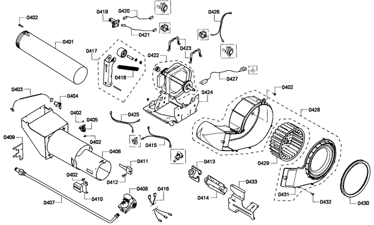 Motor Assy Diagram and Parts List for WTVC5530UC 09 Bosch Dryer