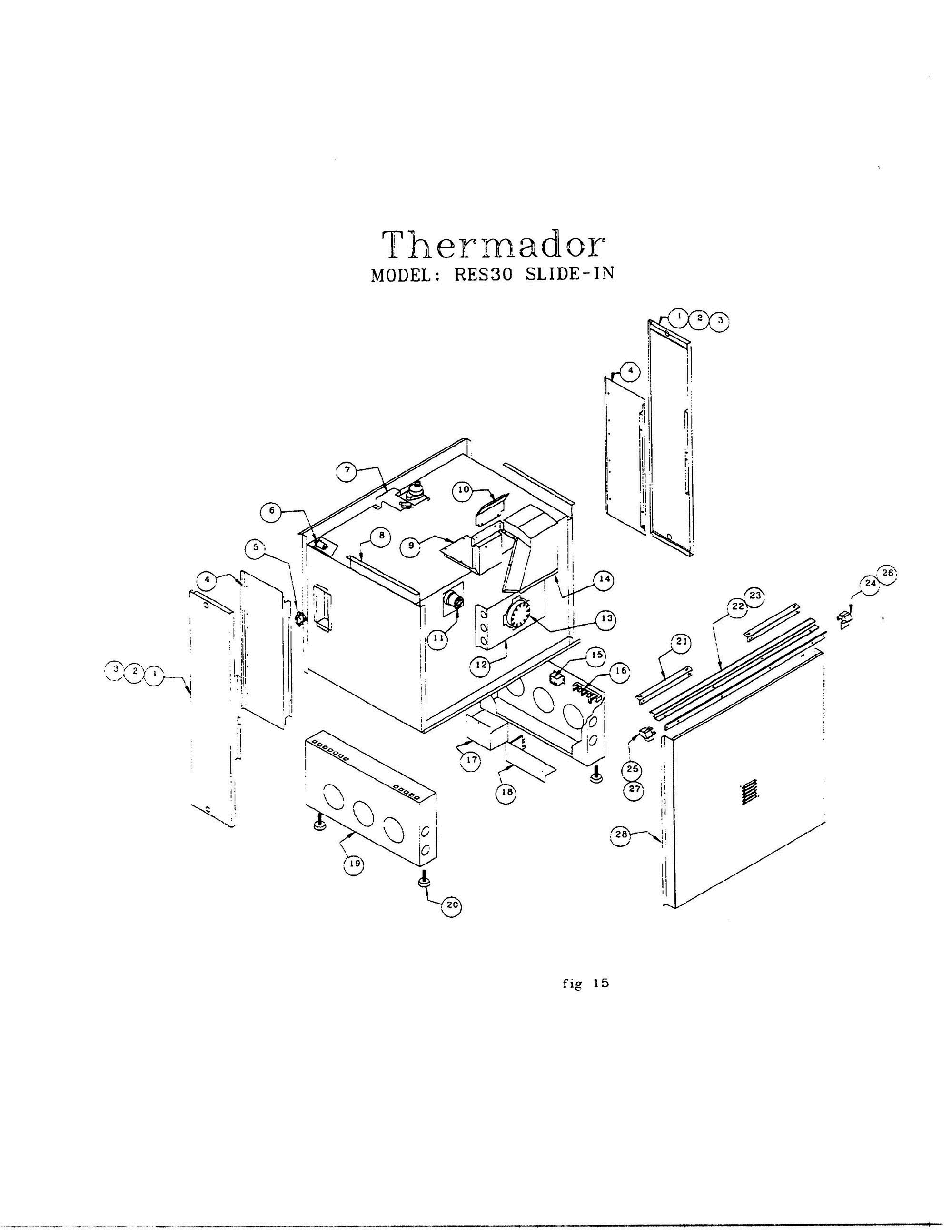 17 - RES30 SLIDE-IN Diagram and Parts List for RDDS30  Bosch Range