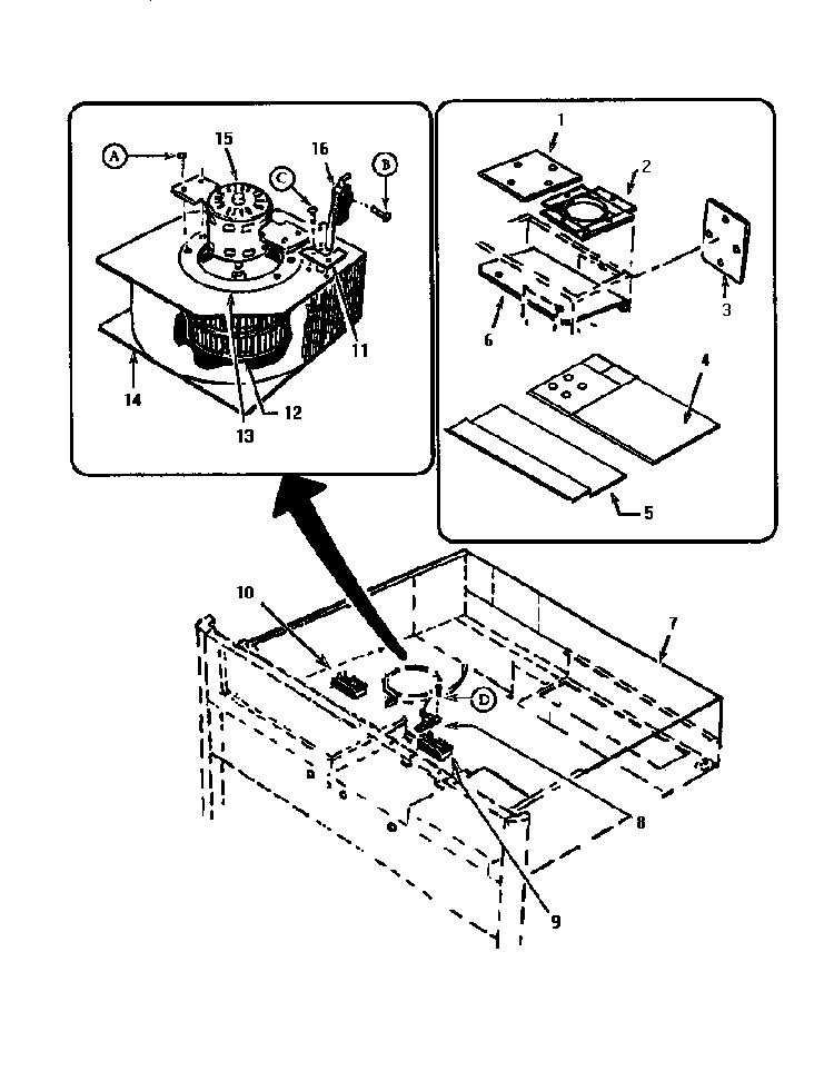 Plenum Assembly Diagram and Parts List for CT227N-01  Thermador Wall Oven