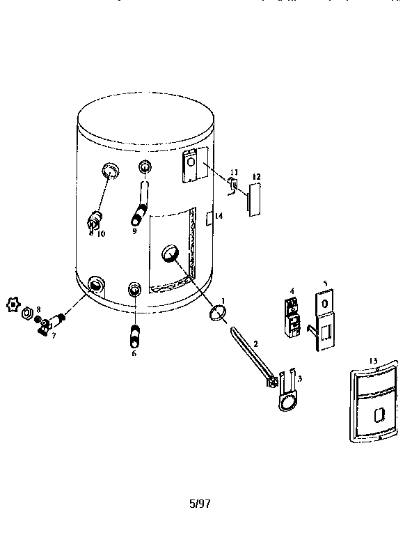 Replacement Parts Diagram and Parts List for 153317131  Kenmore Water Heater