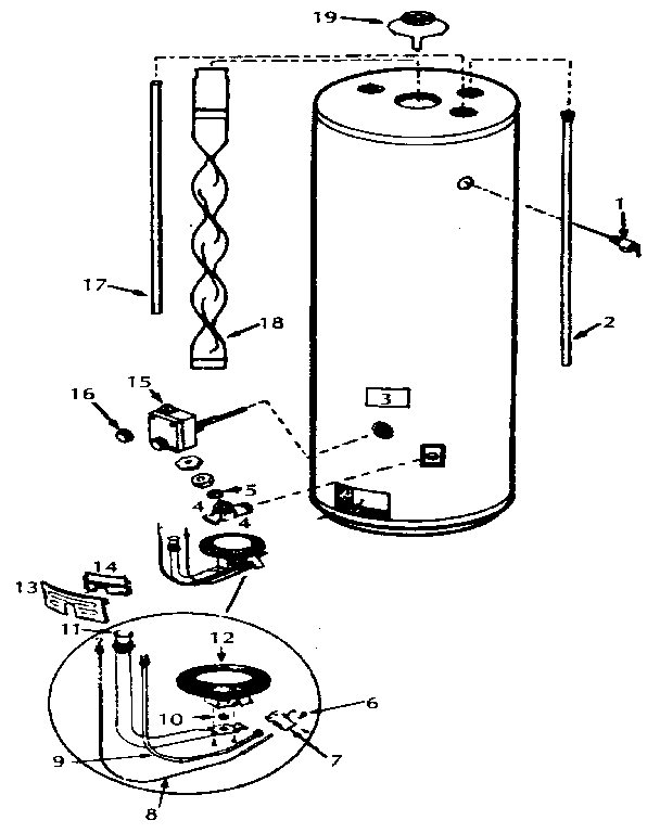 Replacement Parts Diagram and Parts List for 153333431  Kenmore Water Heater