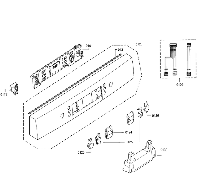 Control Panel Diagram and Parts List for SGE68U55UC 98 Bosch Dishwasher