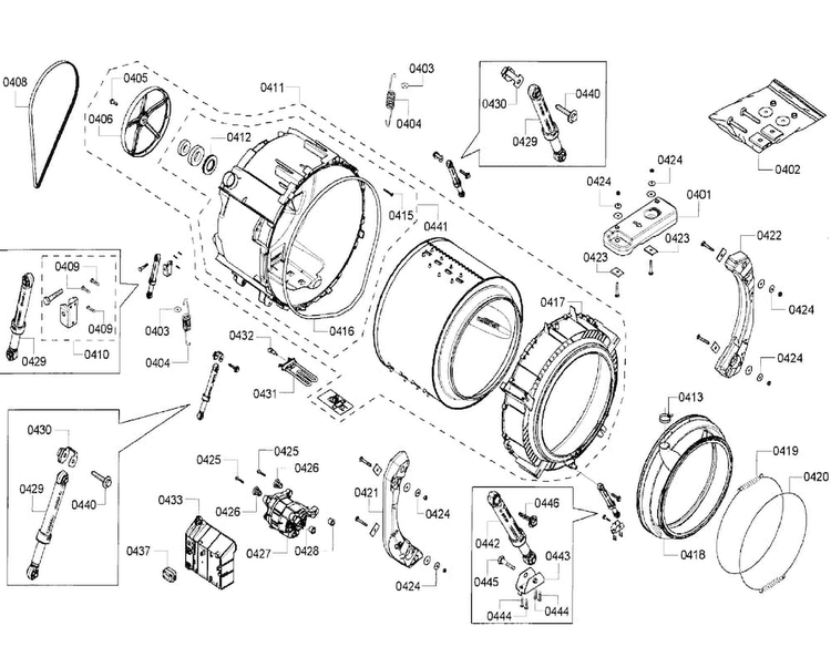 Drum Diagram and Parts List for WFVC6450UC 29 Bosch Washer