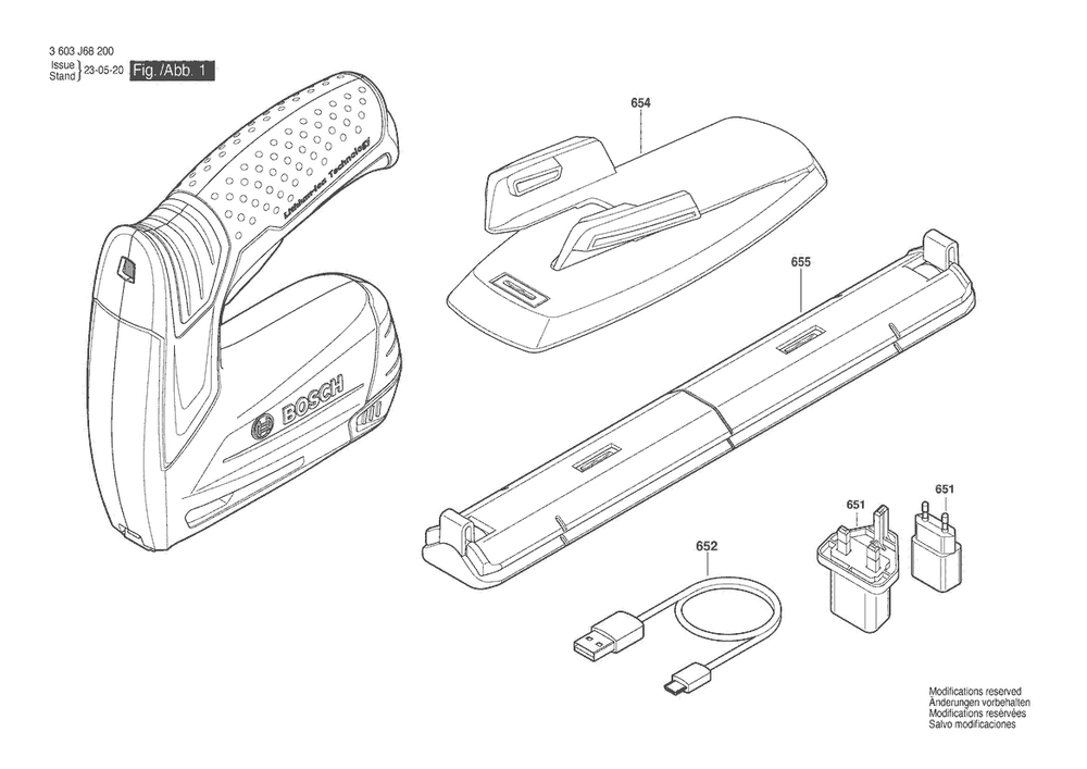 Section 1 Diagram and Parts List for 3603J68270  Bosch Nailer