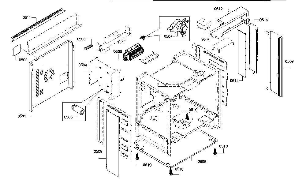 Frame Diagram and Parts List for HIIP054U 01 Bosch Range
