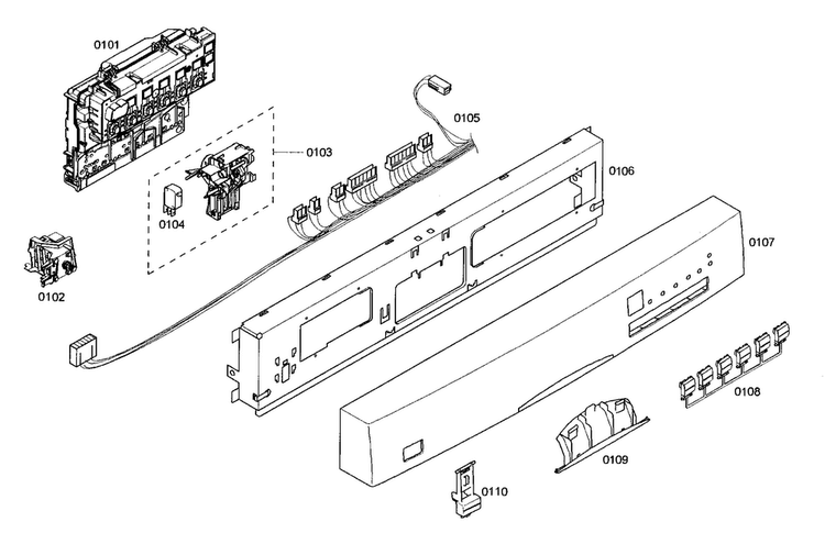 Control Panel Diagram and Parts List for SHE46C02UC 33 Bosch Dishwasher