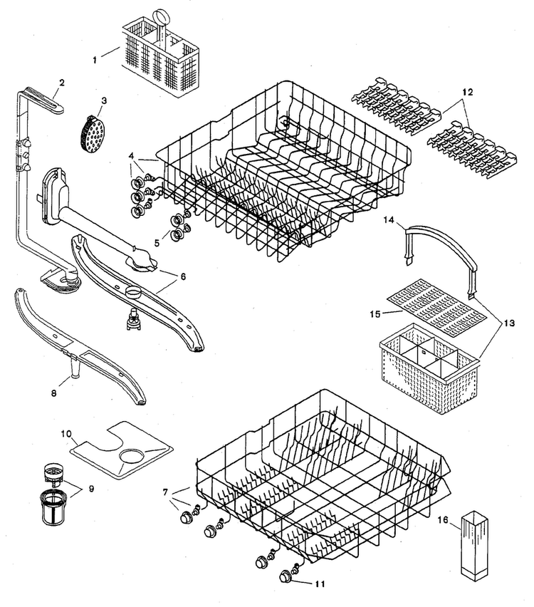 Racks Diagram and Parts List for SHU3302UC 11 Bosch Dishwasher