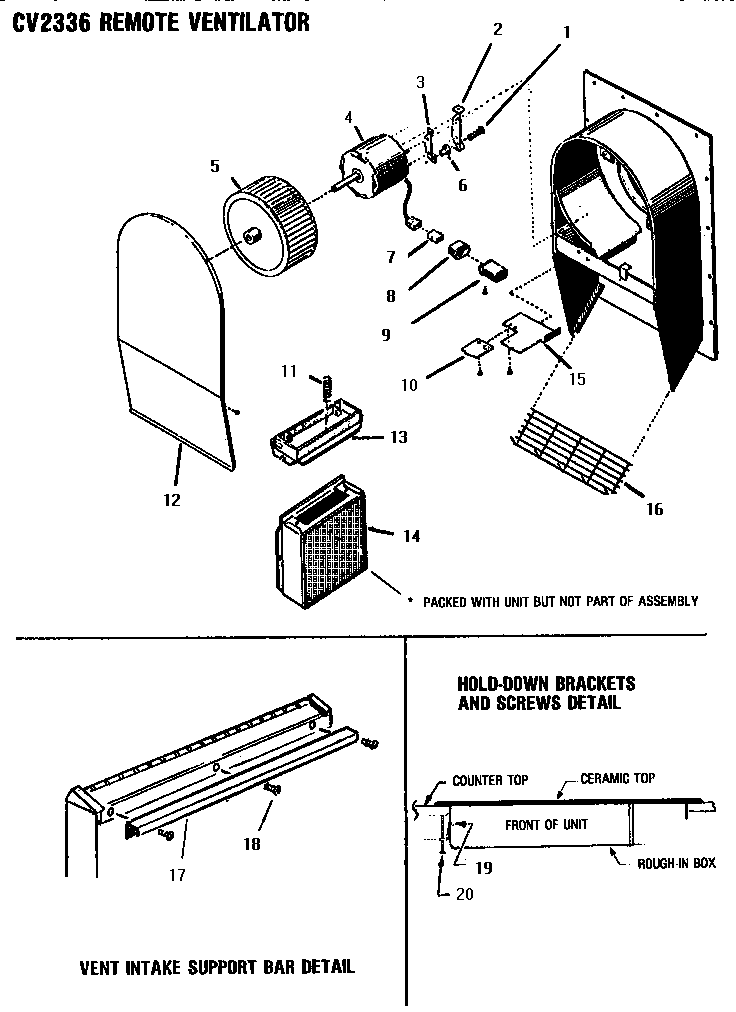 Remote Ventilator Diagram and Parts List for CCV36  Thermador Cooktop