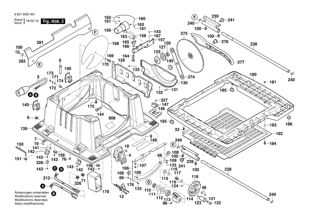 Diagram 3 Diagram and Parts List for GTS10XC 3 601 M30 431 Bosch Table Saw