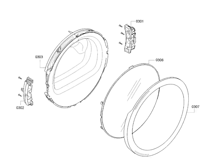 Door Diagram and Parts List for WTG86401UC 01 Bosch Dryer