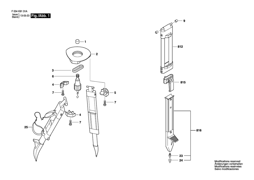 Diagram Diagram and Parts List for TP10F F 034 K91 31A Bosch Tool Stand & Cart