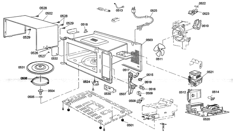 Microwave Parts Diagram and Parts List for HBL5720UC 02 Bosch Microwave