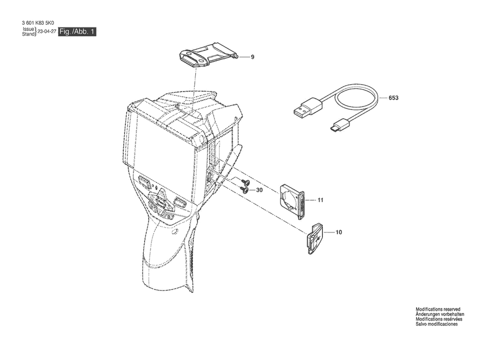 Section 1 Diagram and Parts List for GTC600C 3601K835K1 Bosch Miscellaneous