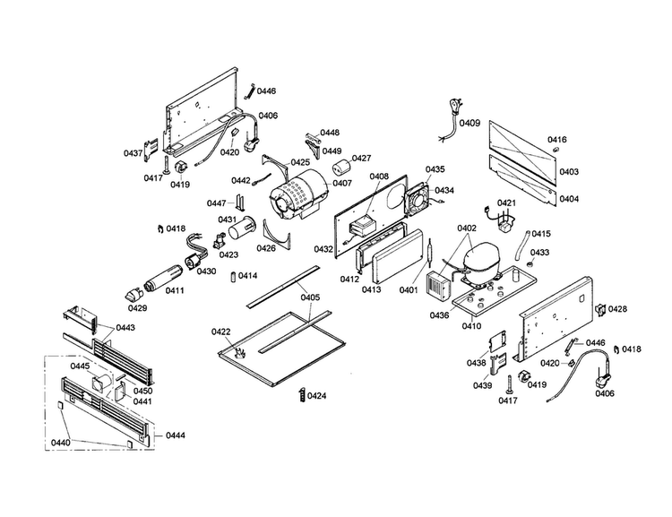 Compressor/condenser Diagram and Parts List for T18IF70PSS-01  Thermador Freezer