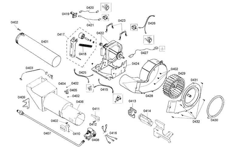 Motor/heater Diagram and Parts List for WTMC8521UC 05 Bosch Dryer