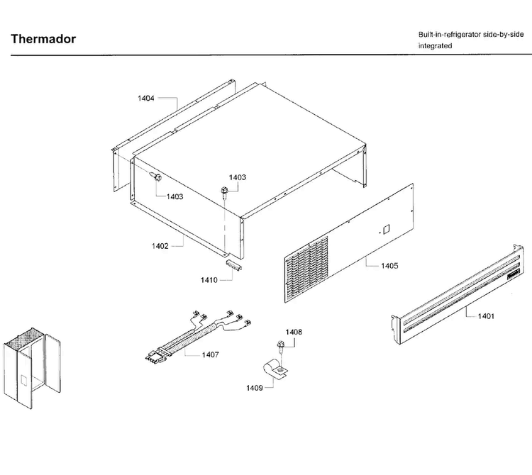 Panel Diagram and Parts List for T42BD820NS 10 Thermador Refrigerator