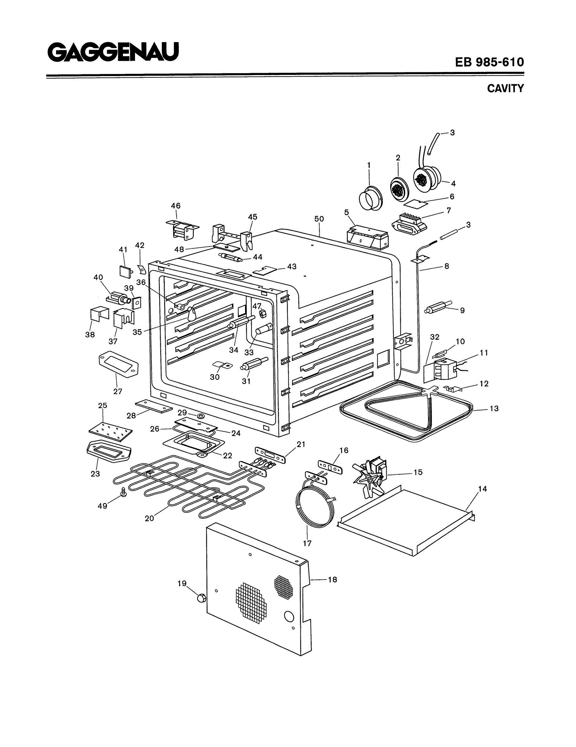 02 - CAVITY Diagram and Parts List for EB985-610  Bosch Range