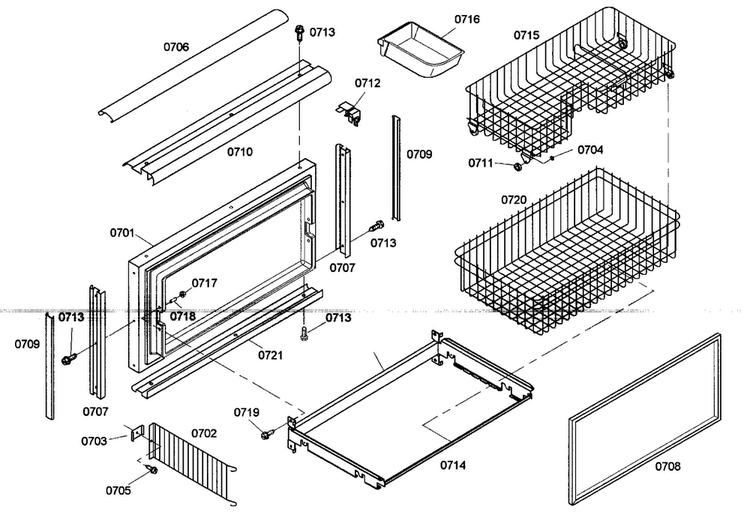 Freezer Door Diagram and Parts List for KBULT3675E01  Thermador Refrigerator