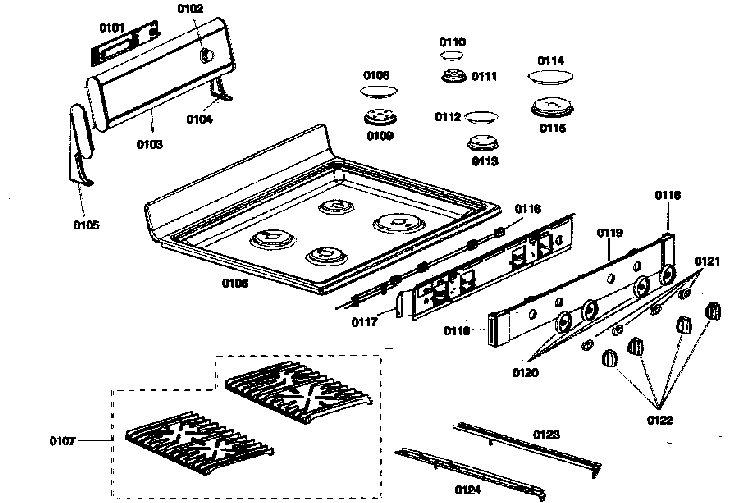 Cook Top Diagram and Parts List for HGS432UC 01 Bosch Range