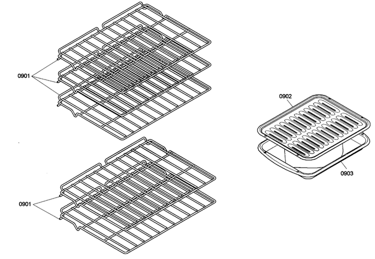 Shelfs Assy Diagram and Parts List for HBN3520UC 03 Bosch Wall Oven