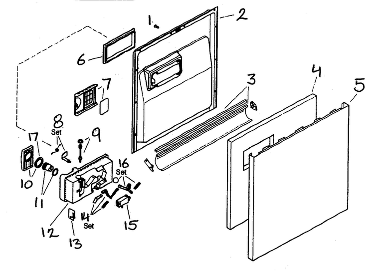 Door Assy Diagram and Parts List for SHU43C07UC 14 Bosch Dishwasher