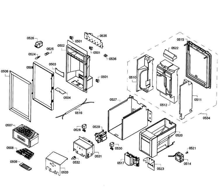 Dispenser Diagram and Parts List for T24ID80NLP 47 Thermador Freezer