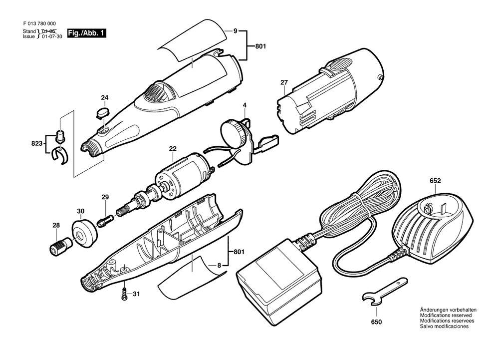 Diagram Diagram and Parts List for 780 F 013 780 000 Bosch Multi-Tool