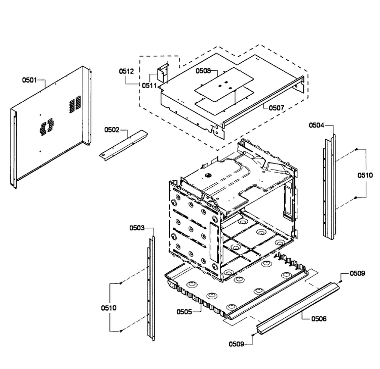 Cabinet Assy Diagram and Parts List for HBL3450UC 05 Bosch Wall Oven