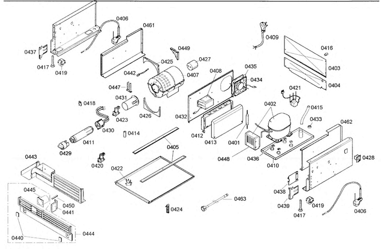 Compressor Diagram and Parts List for B24ID80NLP 01 Bosch Freezer