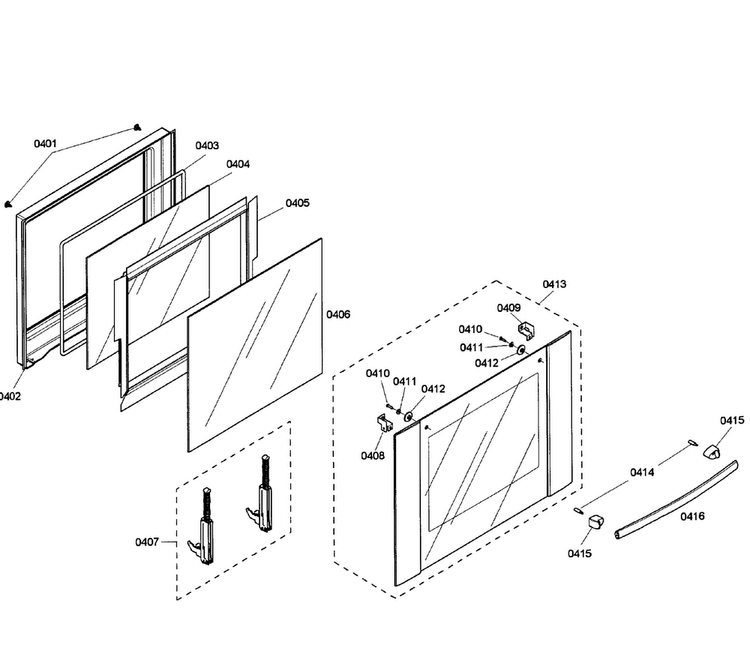Door Upper Diagram and Parts List for HBL5660UC 03 Bosch Wall Oven