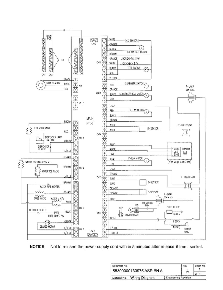 Wiring Diagram Diagram and Parts List for B20CS81SNS 02 Bosch Refrigerator