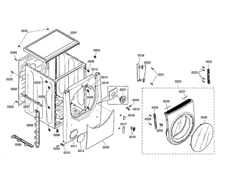 Body/door Diagram and Parts List for WTMC8530UC 06 Bosch Dryer