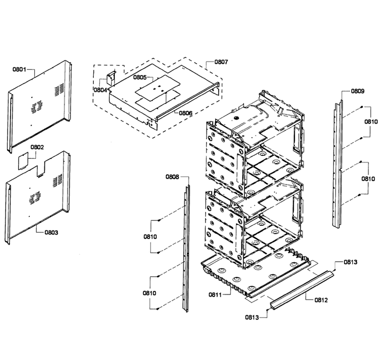Cabinet Assy Diagram and Parts List for HBL3550UC 06 Bosch Wall Oven