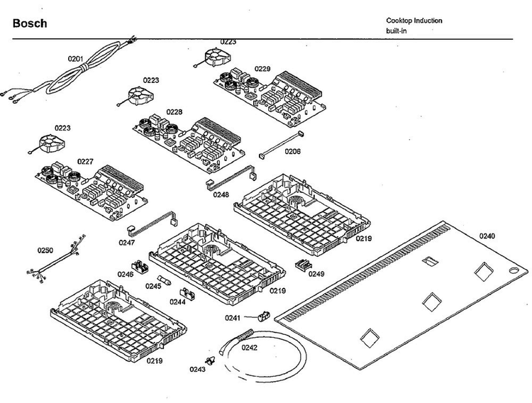 Pcb Asy Diagram and Parts List for NIT8653UC 08 Bosch Cooktop