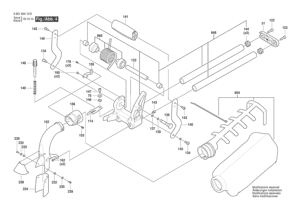 Section 4 Diagram and Parts List for 3601M41010  Bosch Miter Saw