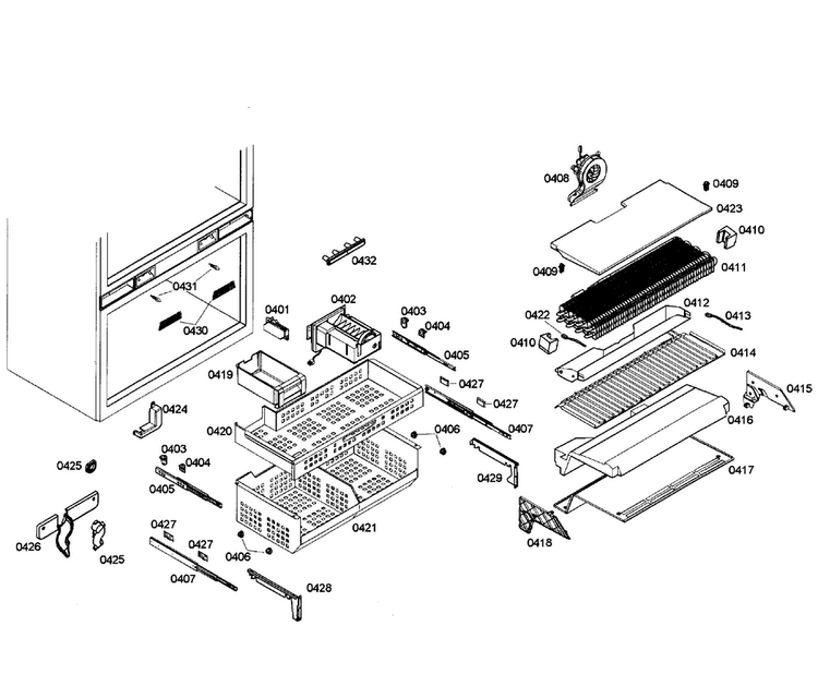 Shelfs Friger Diagram and Parts List for T36IT71NNP 03 Thermador Refrigerator