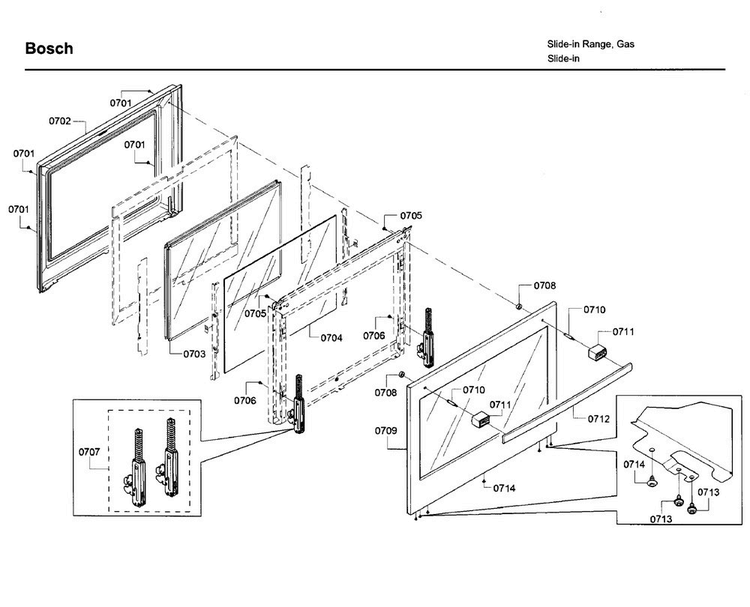 Door Diagram and Parts List for HDI8054U 03 Bosch Range