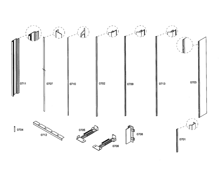 Profile Stripe Diagram and Parts List for T36IT70NNP 04 Thermador Refrigerator
