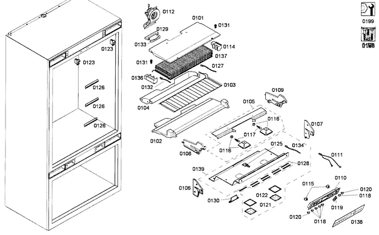 Refrig Parts Diagram and Parts List for T36BT71FSE  Thermador Refrigerator