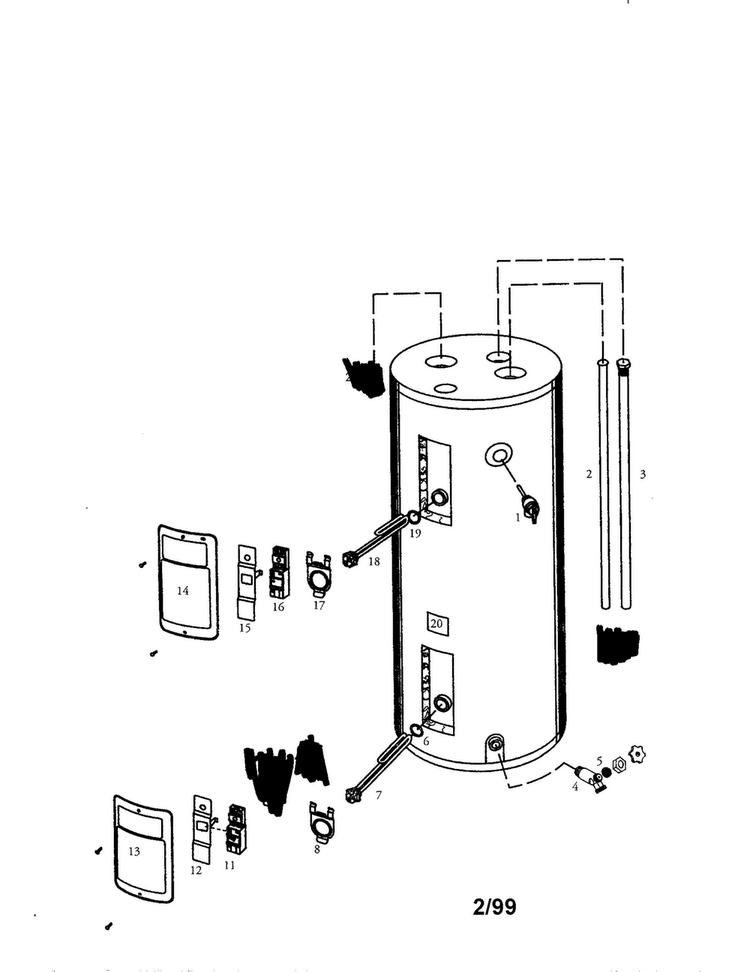 Energy Efficient 40 Gallon Short Diagram and Parts List for 153324291  Kenmore Water Heater