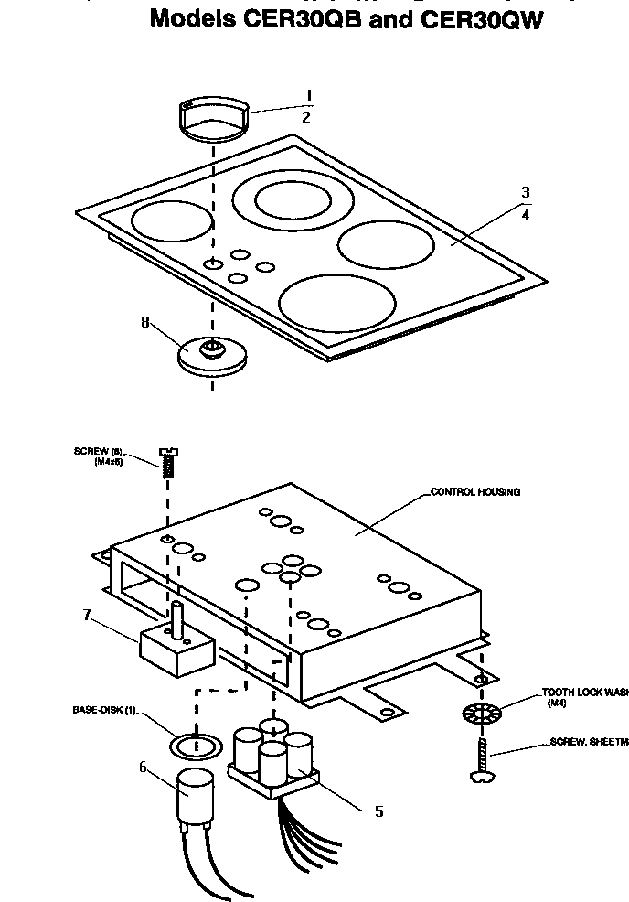 Section 3 Diagram and Parts List for CER30QW  Thermador Cooktop