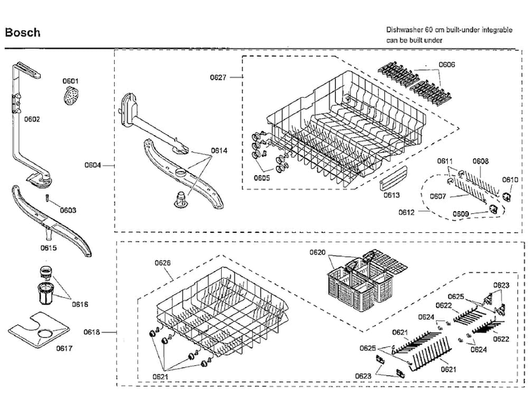 Rack Diagram and Parts List for SHX46L15UC 53 Bosch Dishwasher