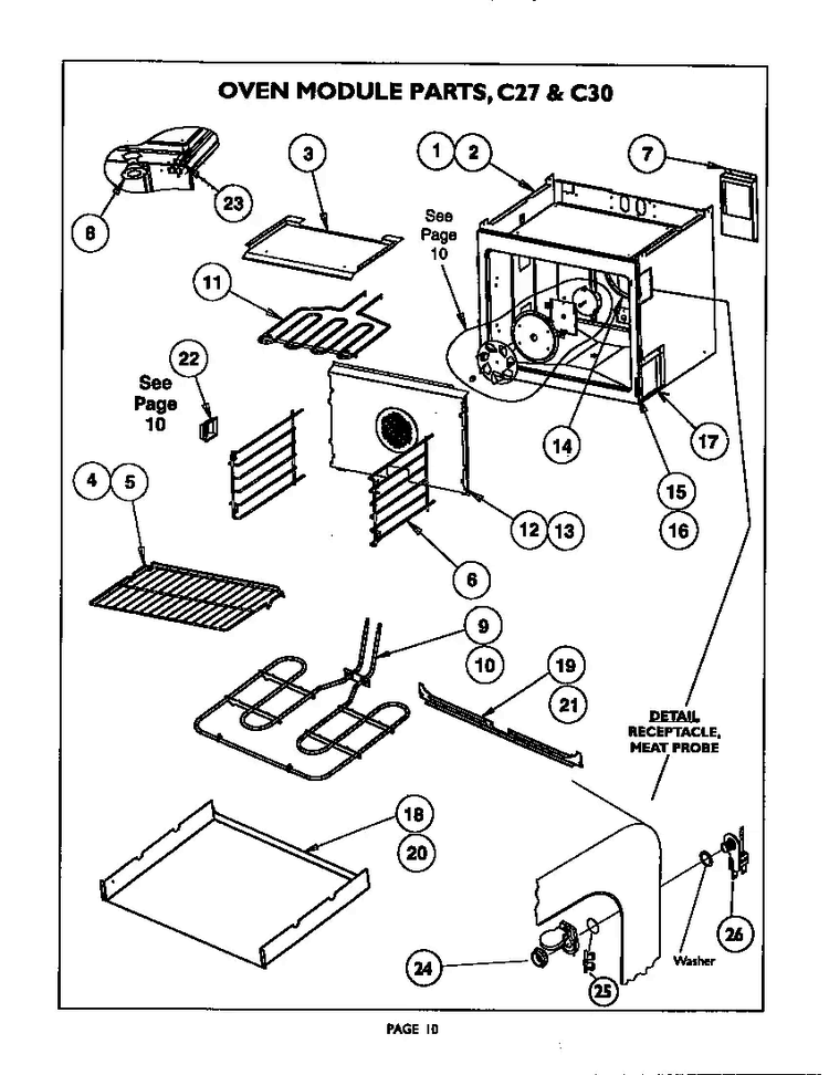 Oven Modules C27 And C30 Diagram and Parts List for C301U  Thermador Range