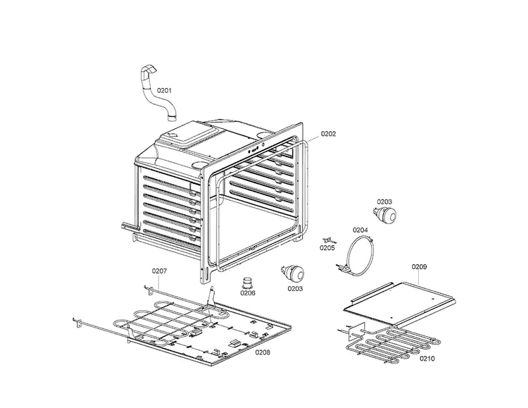 Heat Element Diagram and Parts List for HES442U 02 Bosch Range