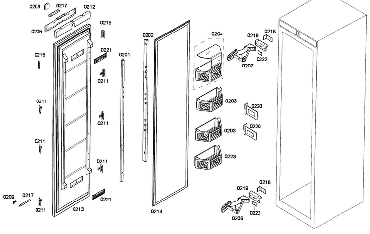 Door Assy Diagram and Parts List for T24IR70NSP 35 Thermador Refrigerator